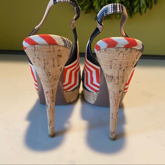 MISSONI Cork Platform Peep Toe Slingback Sandals Size 39 - Picture 6 of 9